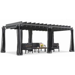 Antracytowa pergola tarasowa Malaga 3x6m z moskitierą Garden