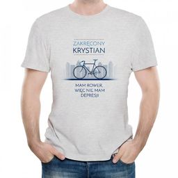 Koszulka męska szara z nadrukiem dla rowerzysty