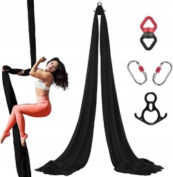 Szarfa akrobatyczna aerial silk 7 m Czarna