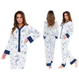 Cornette Piżama damska AMBER: biały/granatowy