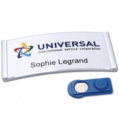 Identyfikator 80x34mm z magnesem BADGEPOINT POLAR35 metaliczny 5szt.