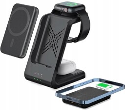 Szybka ładowarka indukcyjna 3w1 powerbank 5000mAh do Apple