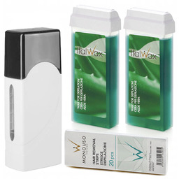 Depilacja zestaw 2x wosk ItalWax ALOE podgrzewacz paski