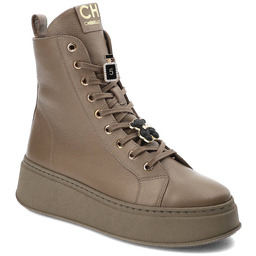 CheBello Brązowe Botki Skórzane Buty Damskie