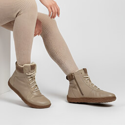 Wasak Beżowe Trzewiki Ocieplane Buty Damskie Barefoot