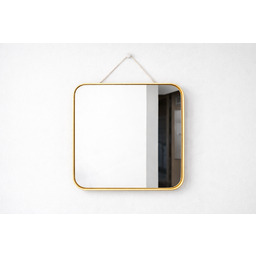 Lustro LOG 50,5 50,5 cm minimalistyczne, złota rama