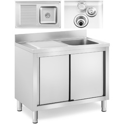 Zlew basen gastronomiczny jednokomorowy z szafką z drzwiami