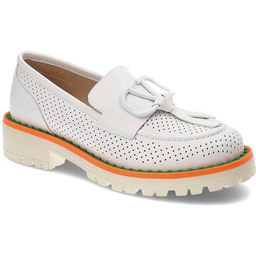 Artiker Białe Półbuty Damskie Modne Skórzane Buty