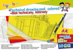 Blok techniczny A4/150g kolorowy 10 kartek GIMBOO /7539BTS17-99/K/