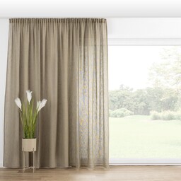 Zasłona na taśmie marszczącej 1 szt., oliwkowy, Lino