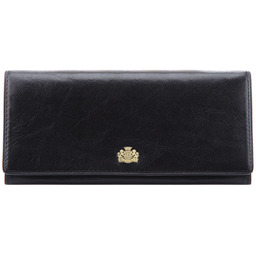 Damski skórzany portfel z herbem poziomy