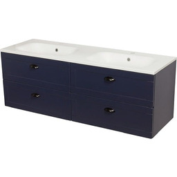 Wisząca szafka z umywalką granatowy mat 140/4 cm