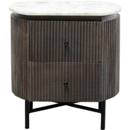 SZAFKA NOCNA Glenn z szufladami, metalowe nogi, ryflowany