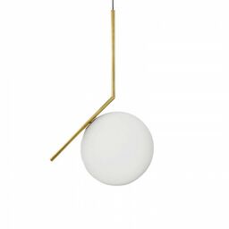 Mleczna kula 20cm - nowoczesna lampa wisząca mosiądz,