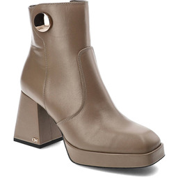 Chebello Botki Beżowe Botki Modne Skórzane Buty