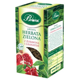 BiFix Herbata zielona liściasta z żurawiną i granatem,