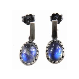 Kolczyki z kamieniem księżycowy II grafitowe