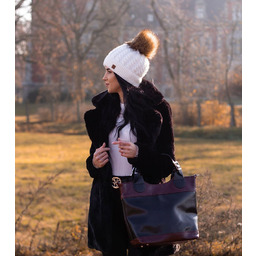 Torebka skórzana elegancki kuferek DAN-A T195 czarny/koniak