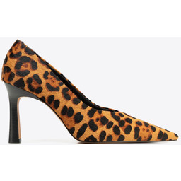 Czółenka ze skóry naturalnej z włosiem brązowo -