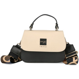 Torebka kuferek ze skóry - EGO ES-S0216 CZARNO-BEŻOWA