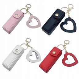 ETUI NA POMADKĘ SKÓRZANE Z LUSTERKIEM SERCE BRELOK