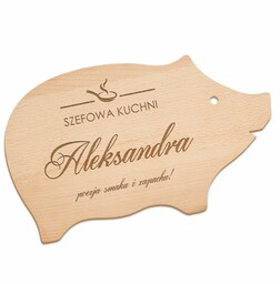 Deska do krojenia świnka z grawerem dla szefowej