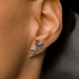 Kolczyki srebrne emotka gwiazdki wkrętki ze stali szlachetnej