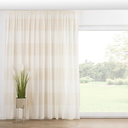 Zasłona na taśmie marszczącej 1 szt., kremowy, Lino