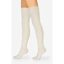 Zakolanówki damskie z dodatkiem wełny o warkoczowym splocie