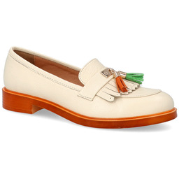 Skórzane mokasyny na kontrastowej podeszwie - TYMOTEO A1002