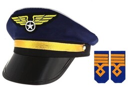 Czapka pilota z pagonami - 1 szt.