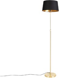 Lampa stojąca złota/mosiężna z czarnym kloszem 35 cm