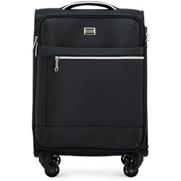 Mała walizka miękka z błyszczącym suwakiem z przodu