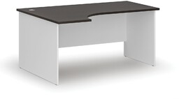 Narożne biurko PRIMO WHITE, 160x120 cm, lewe, biały/wenge