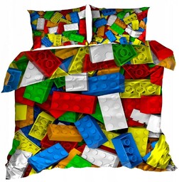 Pościel 3D Bawełna Satyna 160x200 CM Klocki Lego