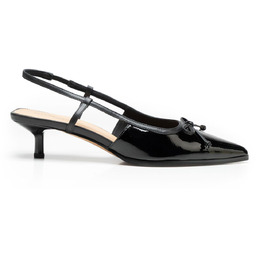 Damskie czółenka ze skóry lakierowanej w szpic czarne