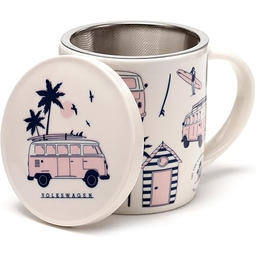 Kubek porcelanowy z zaparzaczem i pokrywą - Volkswagen