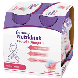 Nutridrink Protein Omega 3 rześki smak truskawka -