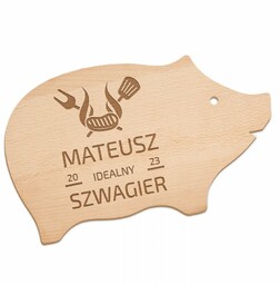 Deska do krojenia świnka z grawerem dla szwagra