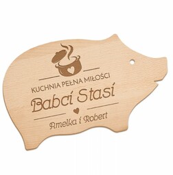 Deska do krojenia świnka z grawerem dla babci