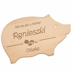 Deska do krojenia świnka z grawerem dla mamy