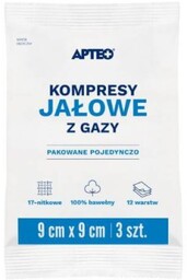 APTEO CARE Kompresy jałowe z gazy 9x9cm, 3