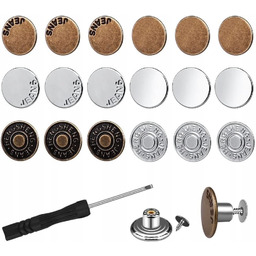 18X Guziki Zapasowe Do Jeansów 17Mm 6 Rodzajów