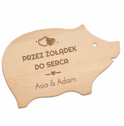 Deska do krojenia świnka z grawerem dla pary
