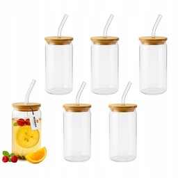 Zestaw szklanek ze słomką i pokrywką 550ml