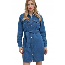 Pepe Jeans Jeansowa Sukienka Z Długim Rękawem