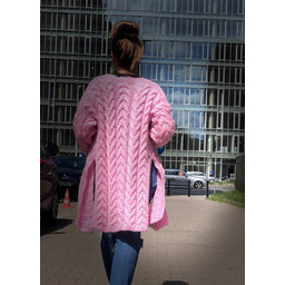 Kardigan Różowe Warkocze Handmade