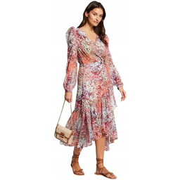 MORGAN SUKIENKA MIDI WZORZYSTA Z BUFIASTYMI RĘKAWAMI 36