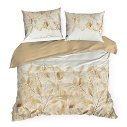 Eurofirany Pościel satynowa 160x200 Spring 60 biała pomarańczowa