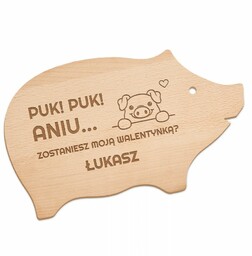 Deska do krojenia świnka z grawerem dla dziewczyny